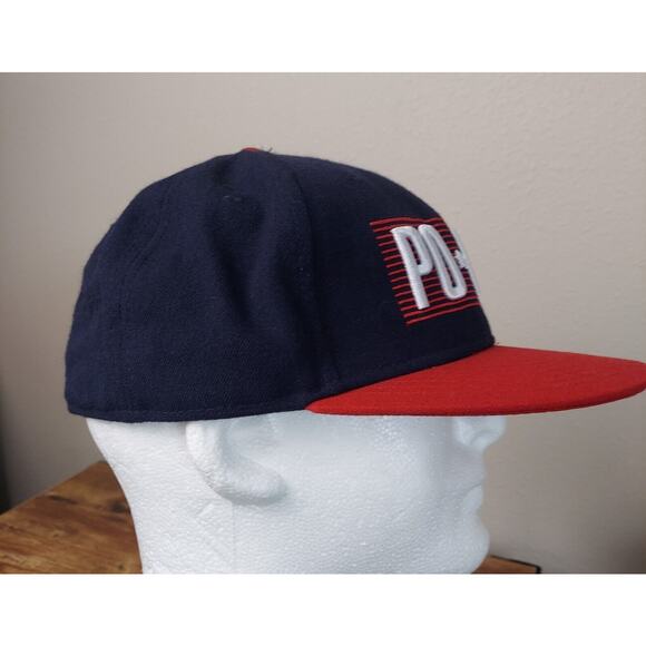 Po*Club Routine Baseball Cap Hat Red Blue Size 7 5/8 Fitted Men's Embroidered - Picture 2 of 6